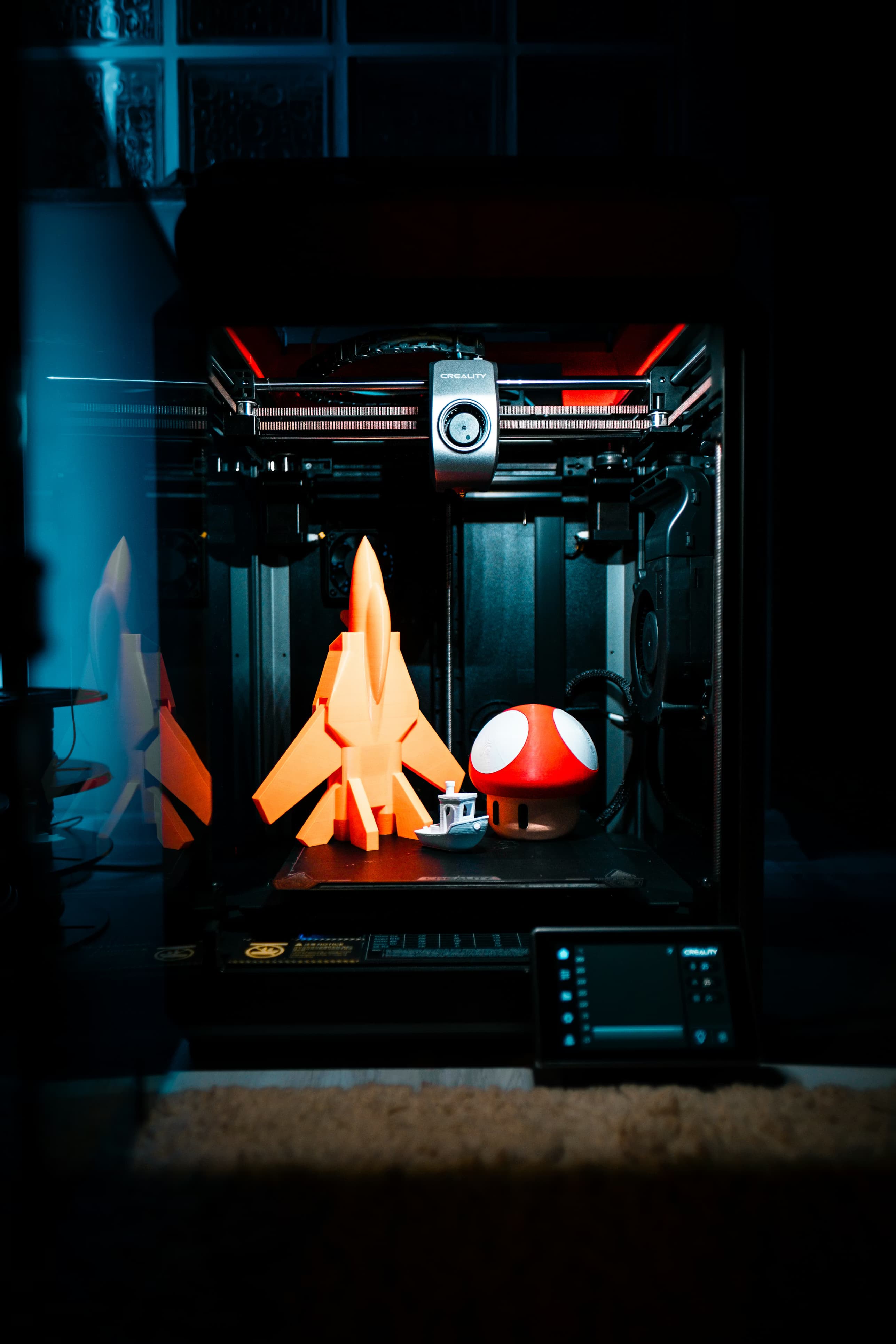 3D printer with glowing print