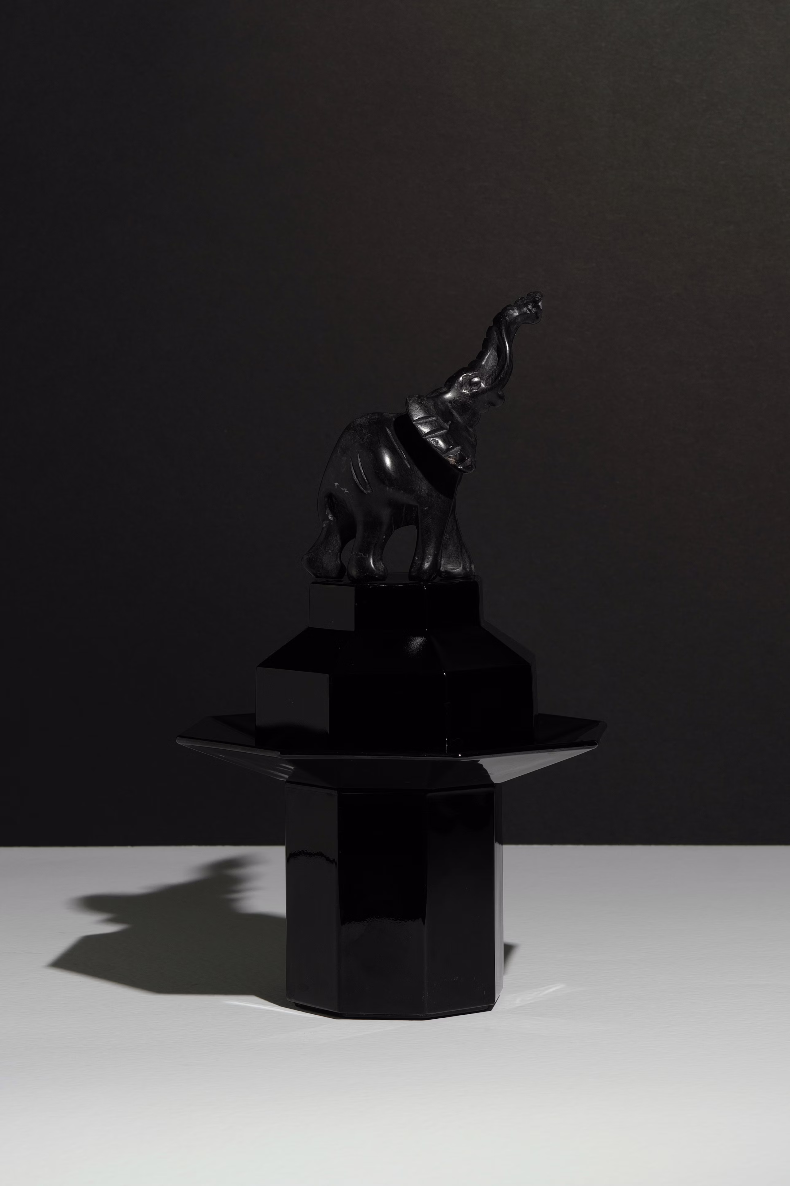 Glossy black resin elephant figurine